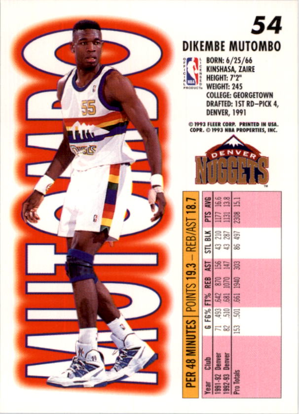 1993-94 Fleer Basketball Card Pick 1-250 - Picture 107 of 489