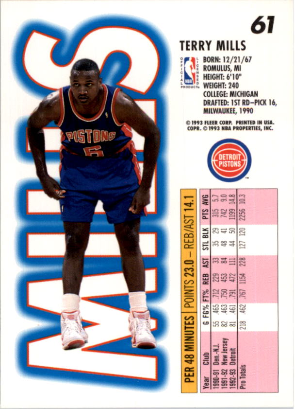 1993-94 Fleer Basketball Card Pick 1-250 - Picture 121 of 489