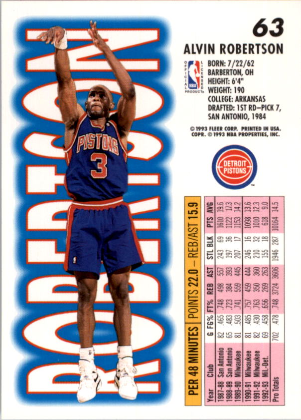 1993-94 Fleer Basketball Card Pick 1-250 - Picture 125 of 489