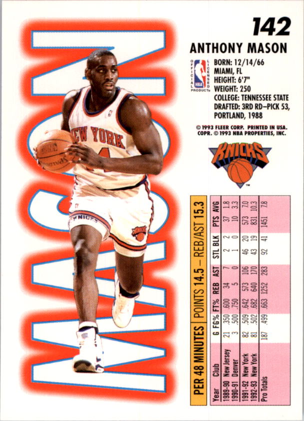 1993-94 Fleer Basketball Card Pick 1-250 - Picture 283 of 489