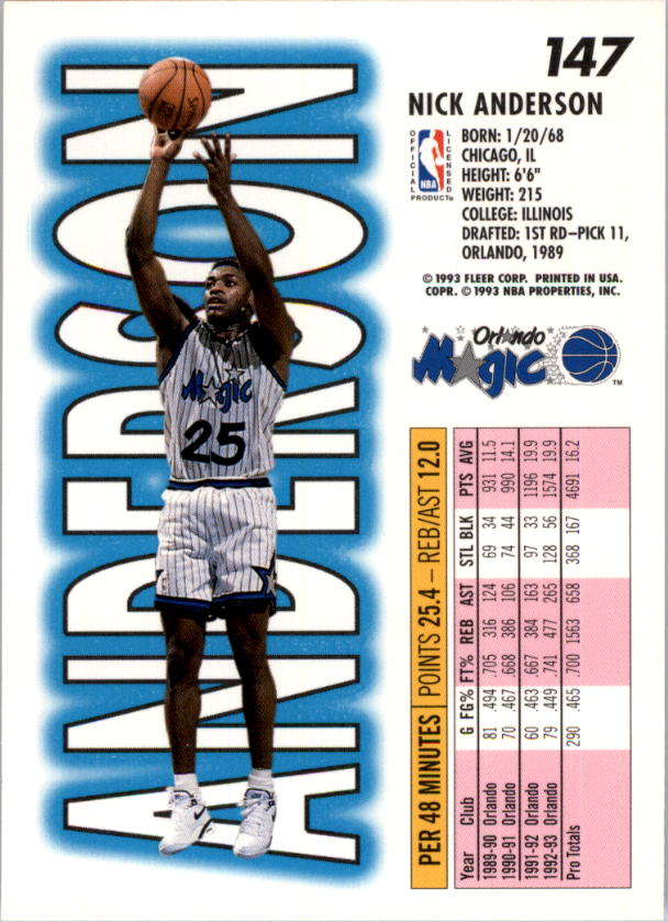 1993-94 Fleer Basketball Card Pick 1-250 - Picture 293 of 489