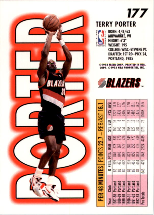 1993-94 Fleer Basketball Card Pick 1-250 - Picture 353 of 489