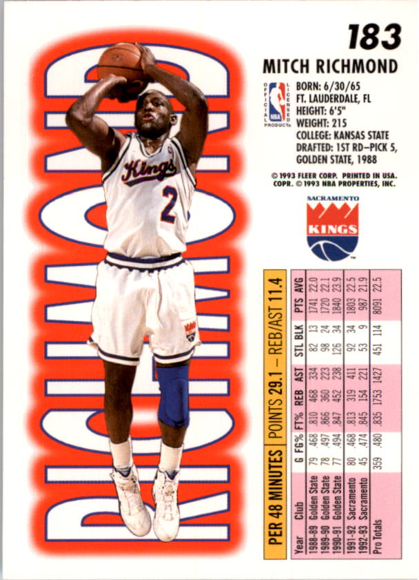 1993-94 Fleer Basketball Card Pick 1-250 - Picture 365 of 489