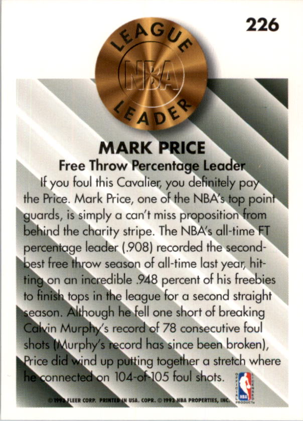 1993-94 Fleer Basketball Card Pick 1-250 - Picture 449 of 489