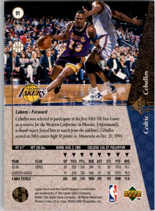 1994/1995 SP (Upper Deck) Basketball Part 1 Main Set - Picture 133 of 235
