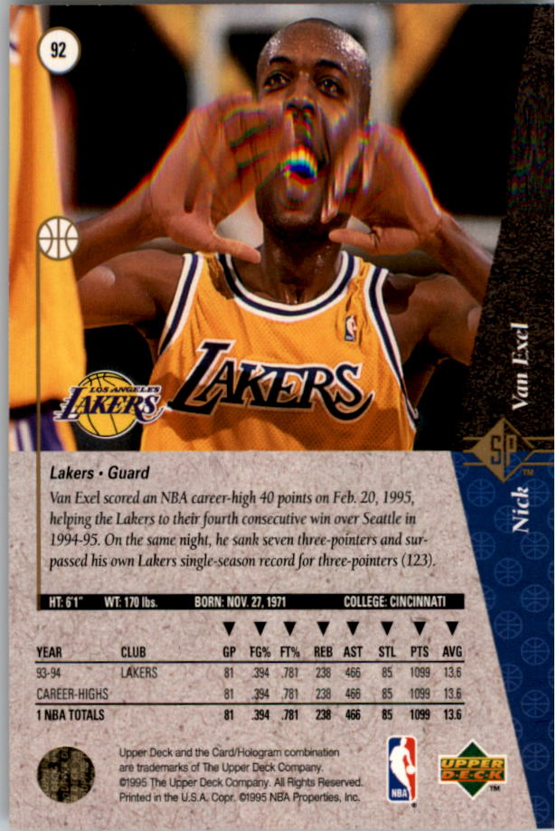 1994/1995 SP (Upper Deck) Basketball Part 1 Main Set - Picture 135 of 235