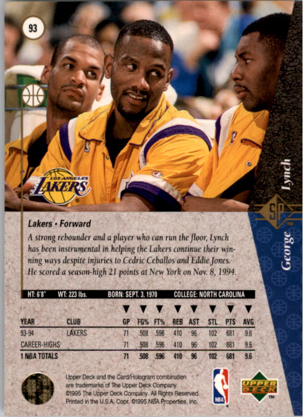 1994/1995 SP (Upper Deck) Basketball Part 1 Main Set - Picture 137 of 235