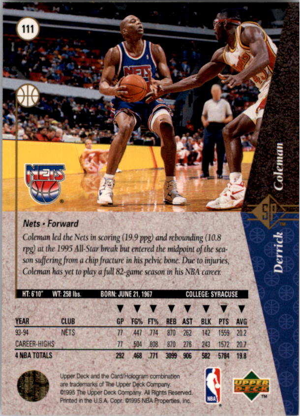 1994/1995 SP (Upper Deck) Basketball Part 1 Main Set - Picture 161 of 235