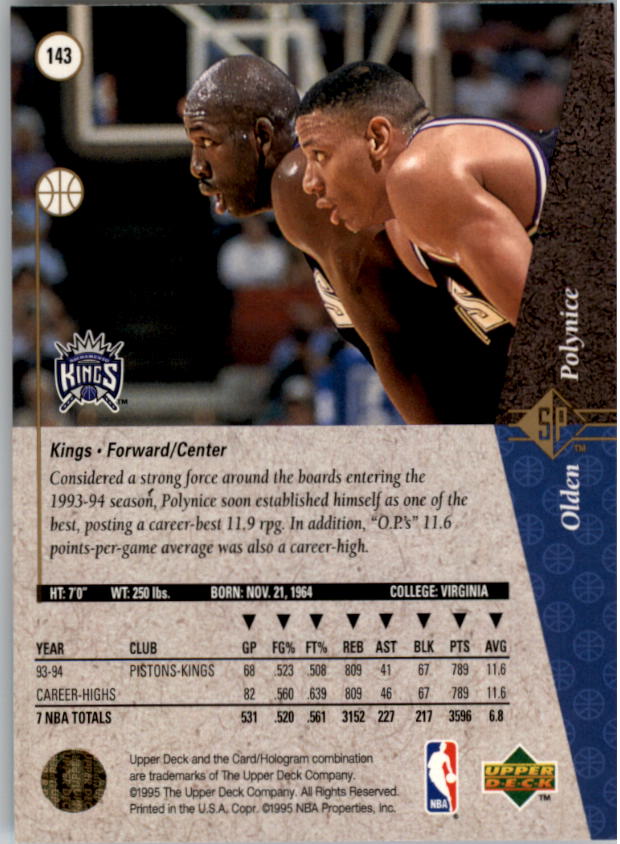 1994/1995 SP (Upper Deck) Basketball Part 1 Main Set - Picture 201 of 235