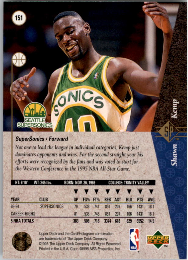 1994/1995 SP (Upper Deck) Basketball Part 1 Main Set - Picture 213 of 235