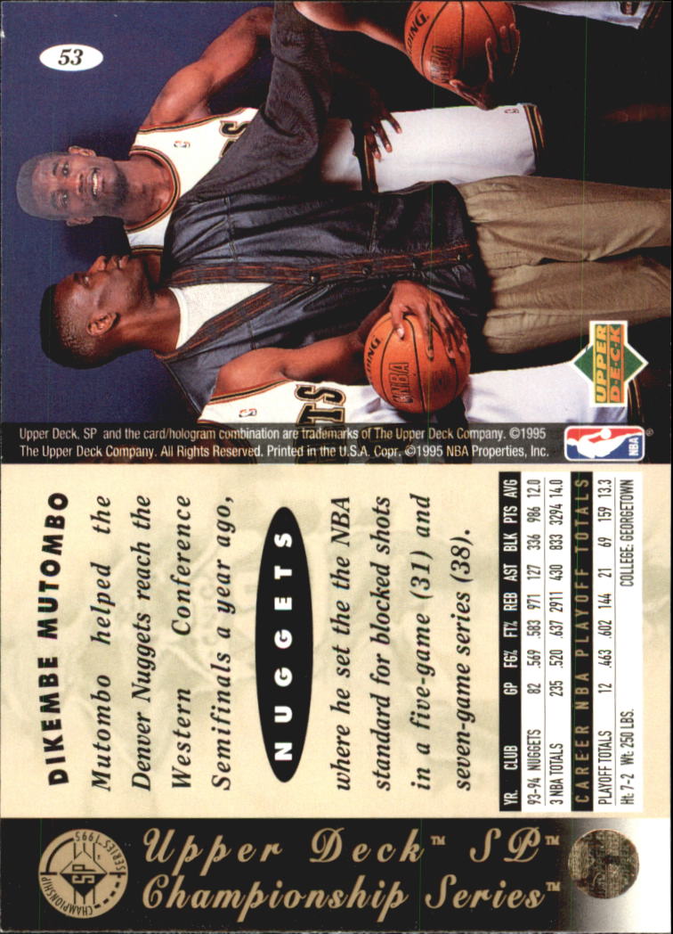 1994/1995 SP Championship (Upper Deck) Basketball - Picture 49 of 182