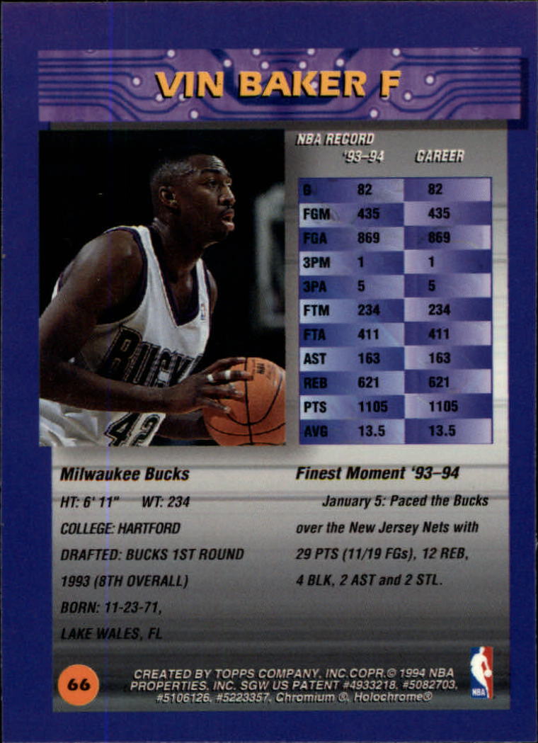 1994/1995 Finest Basketball Part 1 Main Set Cards #1 to #330 - Picture 41 of 417