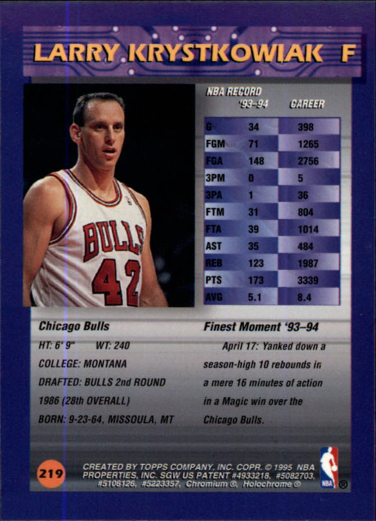 1994/1995 Finest Basketball Part 1 Main Set Cards #1 to #330 - Picture 199 of 417