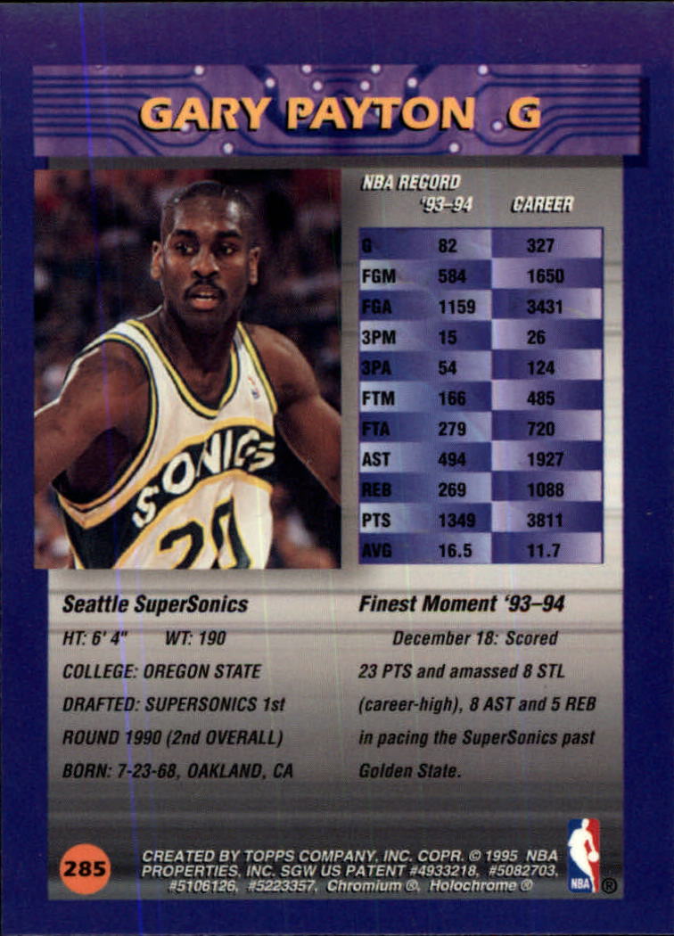 1994/1995 Finest Basketball Part 1 Main Set Cards #1 to #330 - Picture 327 of 417