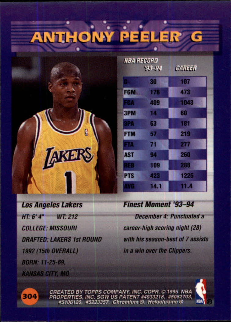 1994/1995 Finest Basketball Part 1 Main Set Cards #1 to #330 - Picture 365 of 417