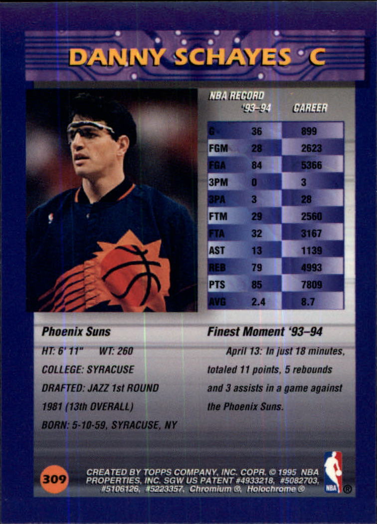1994/1995 Finest Basketball Part 1 Main Set Cards #1 to #330 - Picture 375 of 417