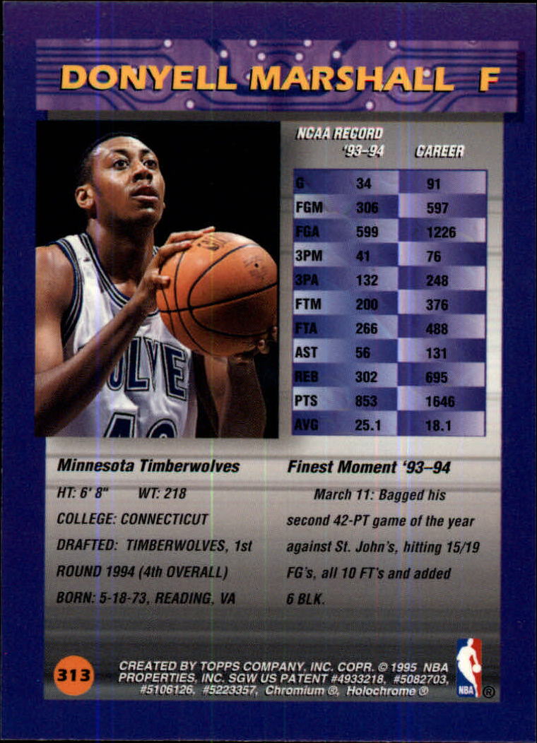 1994/1995 Finest Basketball Part 1 Main Set Cards #1 to #330 - Picture 383 of 417