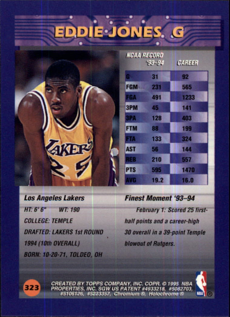 1994/1995 Finest Basketball Part 1 Main Set Cards #1 to #330 - Picture 403 of 417