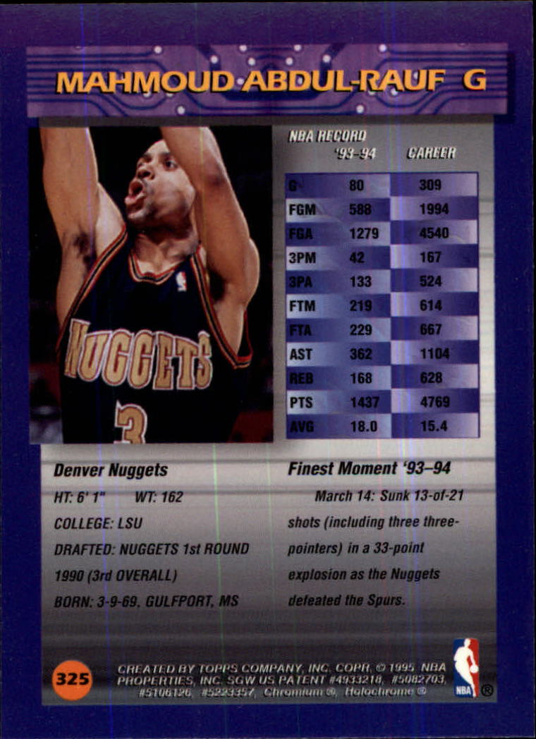 1994/1995 Finest Basketball Part 1 Main Set Cards #1 to #330 - Picture 407 of 417