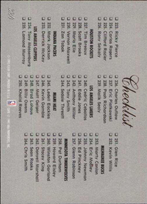 1994/1995 Flair (Fleer) Basketball Part 2 Main Set Cards #251 to #326 - Picture 139 of 141