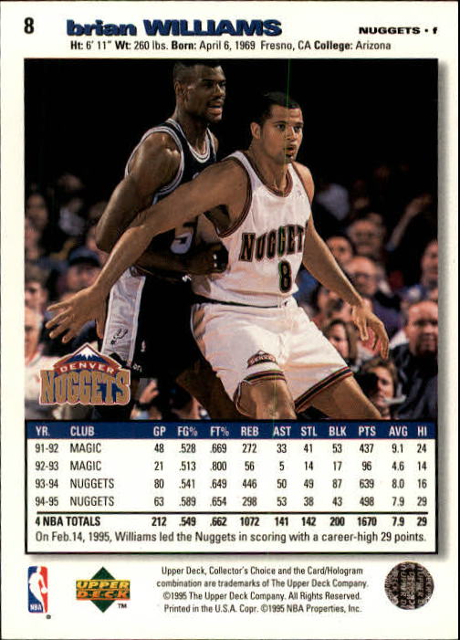 1995-96 COLLECTOR'S CHOICE BASKETBALL ASSORTED SINGLES U-PICK 1-250 - Picture 16 of 428