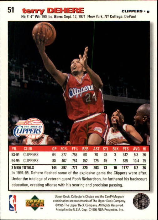 1995-96 COLLECTOR'S CHOICE BASKETBALL ASSORTED SINGLES U-PICK 1-250 - Picture 90 of 428