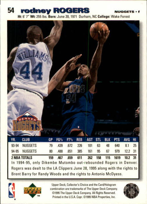 1995-96 COLLECTOR'S CHOICE BASKETBALL ASSORTED SINGLES U-PICK 1-250 - Picture 94 of 428