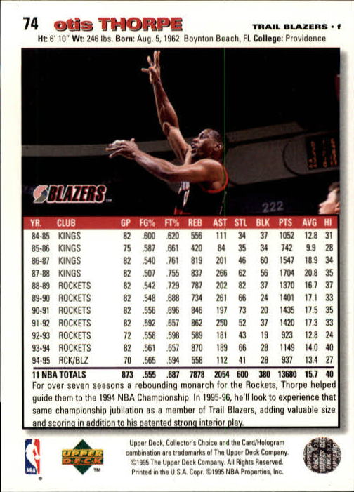 1995-96 COLLECTOR'S CHOICE BASKETBALL ASSORTED SINGLES U-PICK 1-250 - Picture 132 of 428