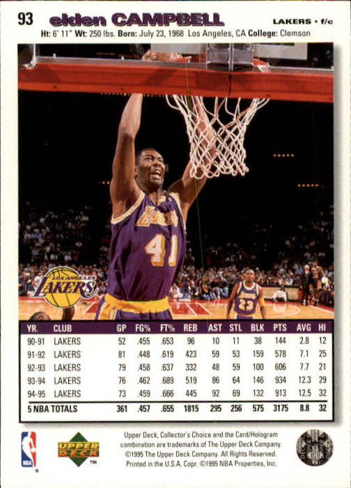 1995-96 COLLECTOR'S CHOICE BASKETBALL ASSORTED SINGLES U-PICK 1-250 - Picture 170 of 428