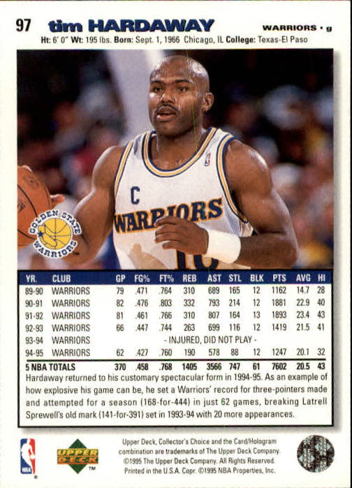 1995-96 COLLECTOR'S CHOICE BASKETBALL ASSORTED SINGLES U-PICK 1-250 - Picture 174 of 428