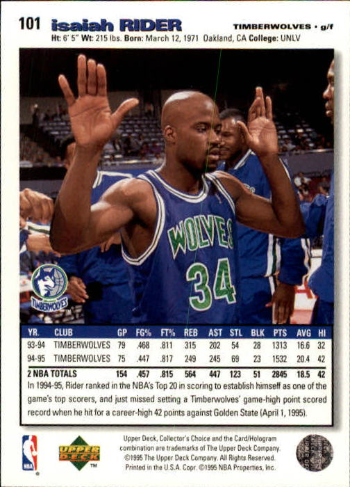 1995-96 COLLECTOR'S CHOICE BASKETBALL ASSORTED SINGLES U-PICK 1-250 - Picture 180 of 428