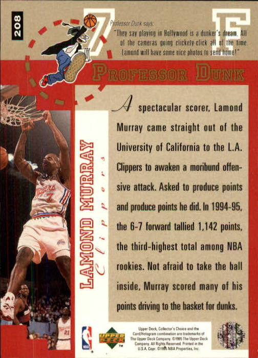 1995-96 COLLECTOR'S CHOICE BASKETBALL ASSORTED SINGLES U-PICK 1-250 - Picture 372 of 428
