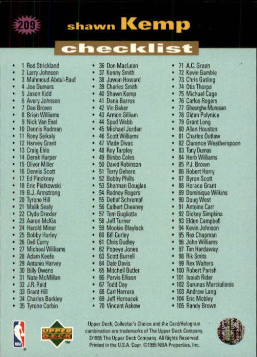 1995-96 COLLECTOR'S CHOICE BASKETBALL ASSORTED SINGLES U-PICK 1-250 - Picture 374 of 428