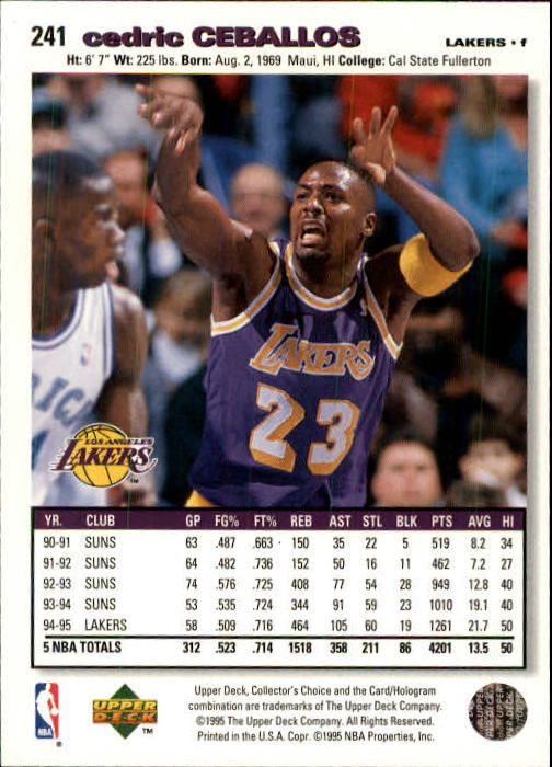 1995-96 COLLECTOR'S CHOICE BASKETBALL ASSORTED SINGLES U-PICK 1-250 - Picture 412 of 428