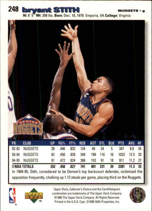 1995-96 COLLECTOR'S CHOICE BASKETBALL ASSORTED SINGLES U-PICK 1-250 - Picture 424 of 428