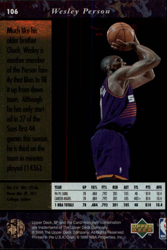 thumbnail 211  - 1995/1996 SP (Upper Deck) Basketball