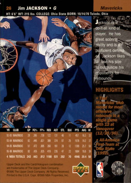 1996/1997 Upper Deck Basketball Part 1 Main Set Cards #1 to #180 - Picture 37 of 267