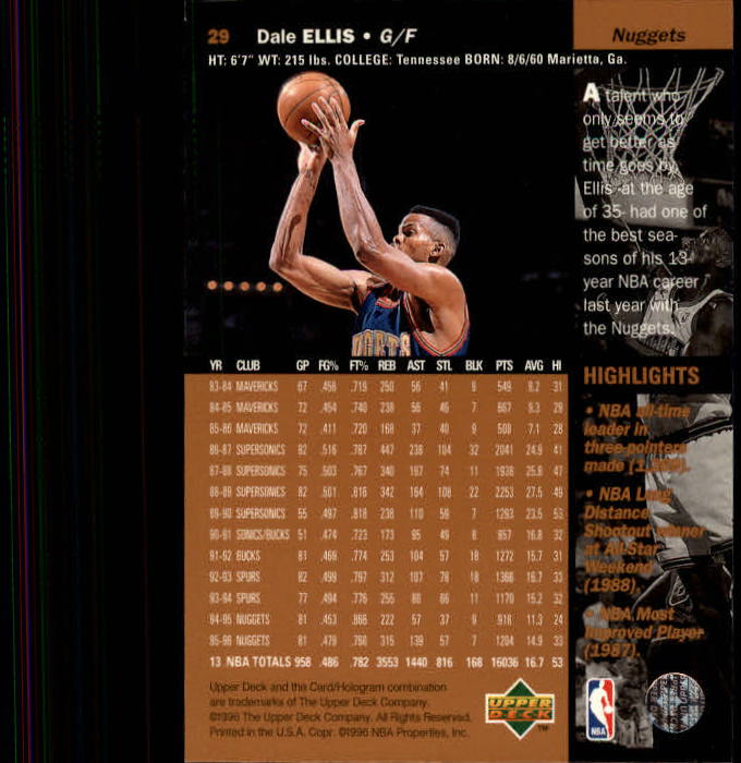 1996/1997 Upper Deck Basketball Part 1 Main Set Cards #1 to #180 - Picture 43 of 267