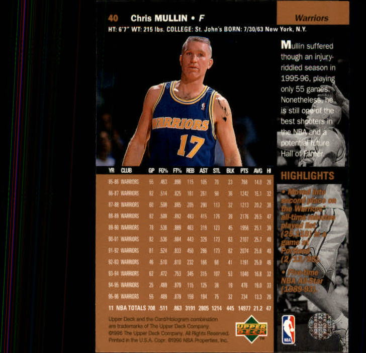 1996/1997 Upper Deck Basketball Part 1 Main Set Cards #1 to #180 - Picture 63 of 267