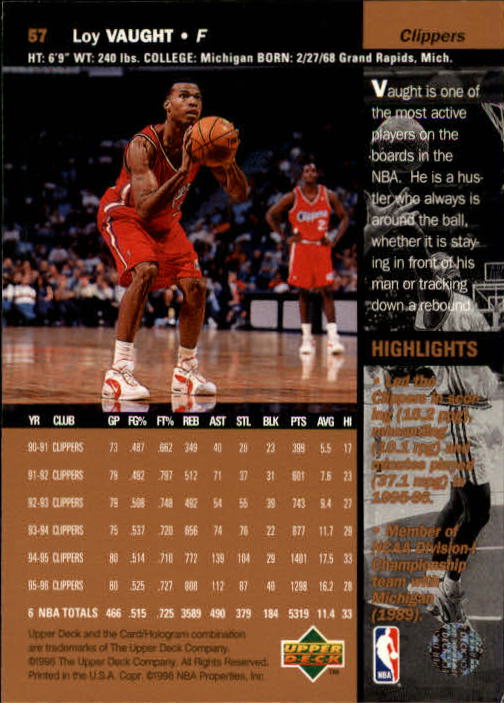 1996/1997 Upper Deck Basketball Part 1 Main Set Cards #1 to #180 - Picture 89 of 267