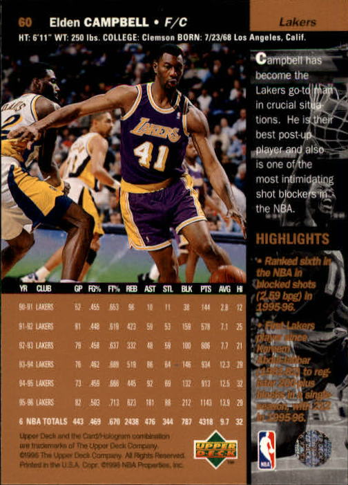 1996/1997 Upper Deck Basketball Part 1 Main Set Cards #1 to #180 - Picture 95 of 267