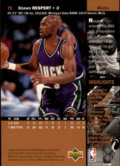 1996/1997 Upper Deck Basketball Part 1 Main Set Cards #1 to #180 - Picture 113 of 267