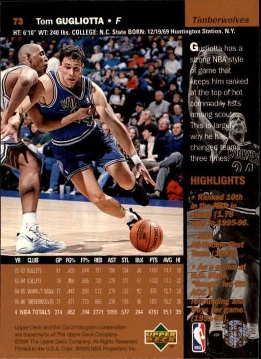1996/1997 Upper Deck Basketball Part 1 Main Set Cards #1 to #180 - Picture 117 of 267