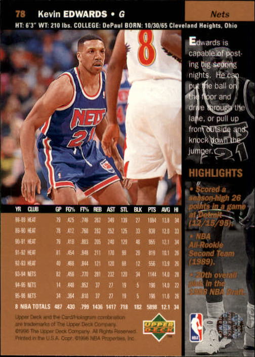 1996/1997 Upper Deck Basketball Part 1 Main Set Cards #1 to #180 - Picture 123 of 267