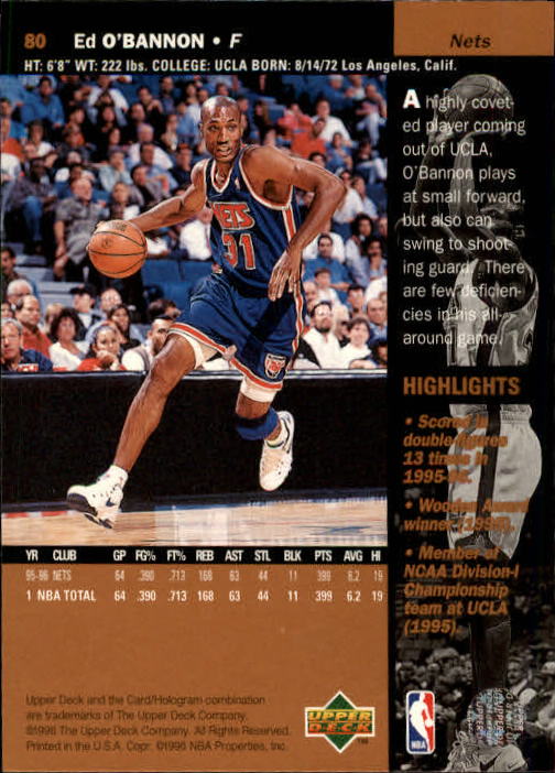 1996/1997 Upper Deck Basketball Part 1 Main Set Cards #1 to #180 - Picture 125 of 267