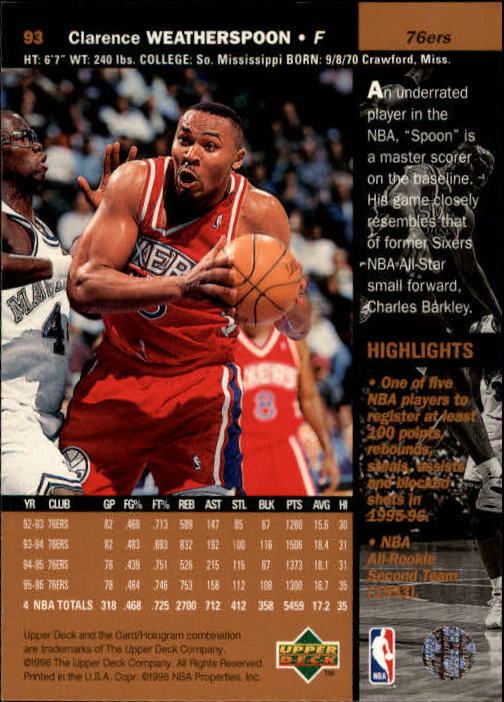1996/1997 Upper Deck Basketball Part 1 Main Set Cards #1 to #180 - Picture 145 of 267