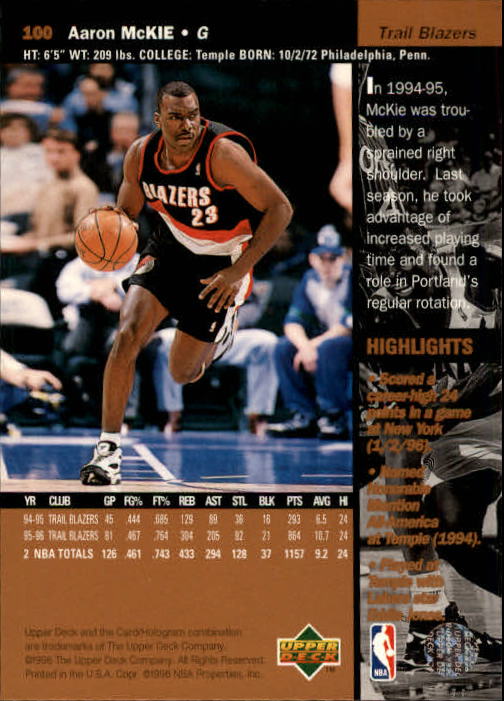 1996/1997 Upper Deck Basketball Part 1 Main Set Cards #1 to #180 - Picture 153 of 267