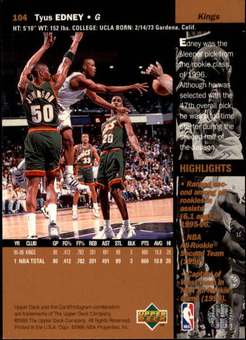 1996/1997 Upper Deck Basketball Part 1 Main Set Cards #1 to #180 - Picture 159 of 267