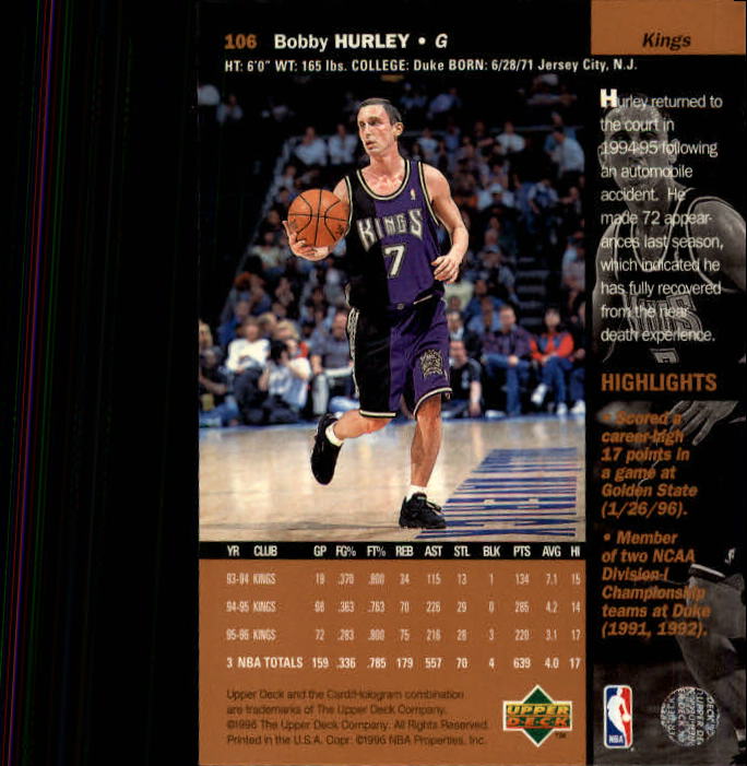 1996/1997 Upper Deck Basketball Part 1 Main Set Cards #1 to #180 - Picture 161 of 267