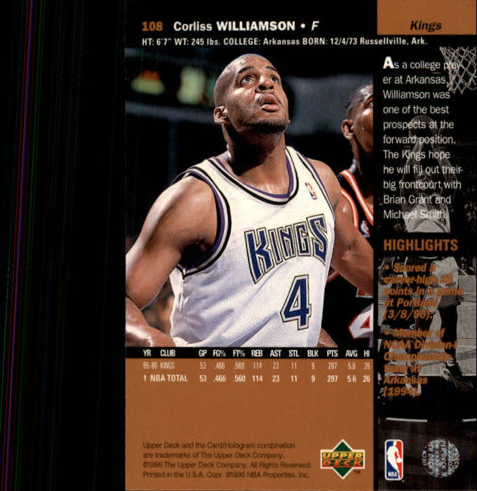 1996/1997 Upper Deck Basketball Part 1 Main Set Cards #1 to #180 - Picture 165 of 267